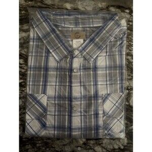 Haband Travelers Western Short Sleeve Plaid Button Shirt Men Size 3X~NEW!